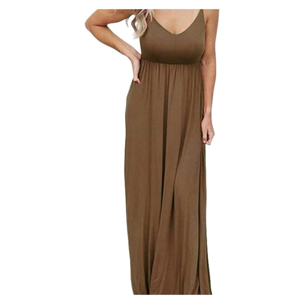 Brown Babydoll Skinny Strap Maxi XL